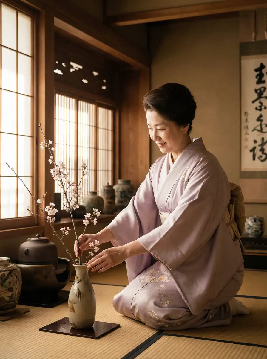 一位优雅的 《黑料暗网》黑料暗网最新更新_全网独家黑料暗网大全 在和室中插花